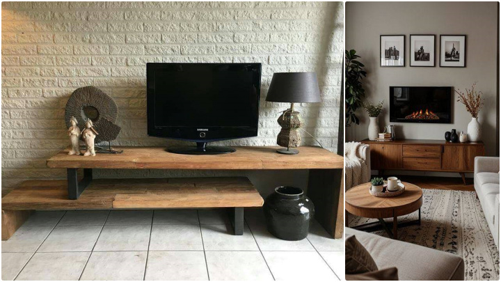 میز تلویزیون چوبی بزرگ