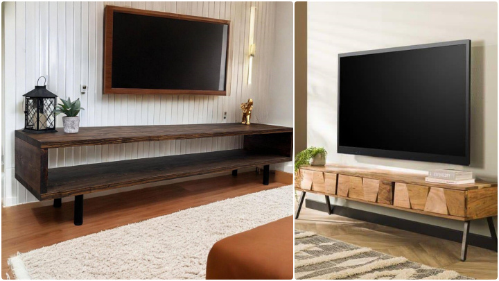 میز تلویزیون چوبی شیک تیره