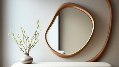 آینه چوبی دفرمه مینیمال