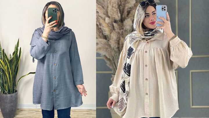 مانتوهای نخی مدل شومیز؛ ترند 1404