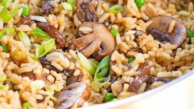 طرز تهیه قارچ پلو با نخود فرنگی+ نکات خوشمزه‌تر شدن