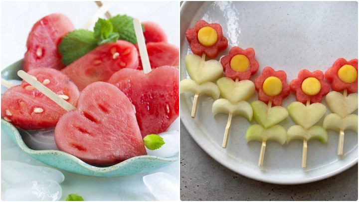 ایده‌های تریین هندوانه سیخی به شکل قلب