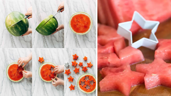 آموزش تصویری برش هندوانه؛ برش ستاره‌ای