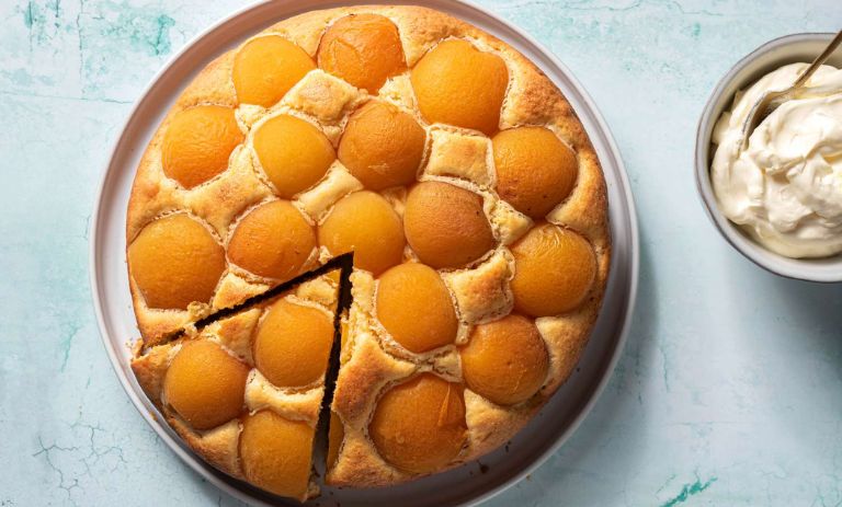 طرز تهیه کیک زردآلو؛ به روش مجلسی با تکههای میوه