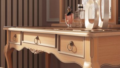 میز آرایش چوبی قهوه‌ای