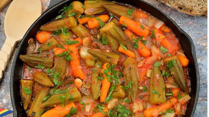 رسپی خوراک بامیه و کدو