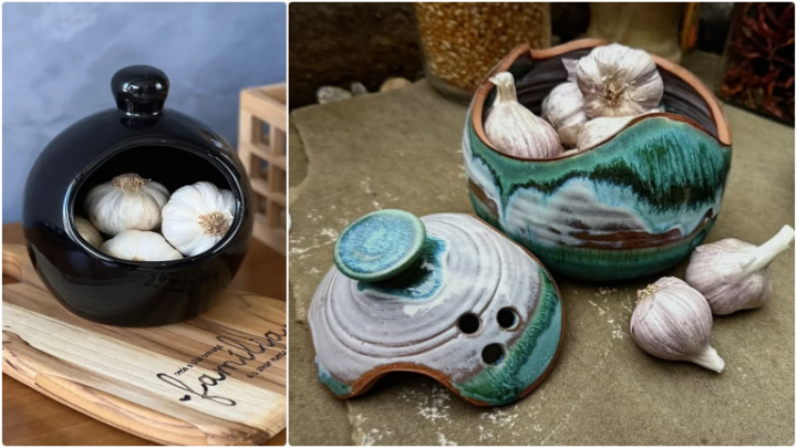 جای سیر سفالی لعاب دار