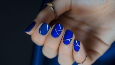 انواع جدیدترین طراحی ناخن آبی کاربنی