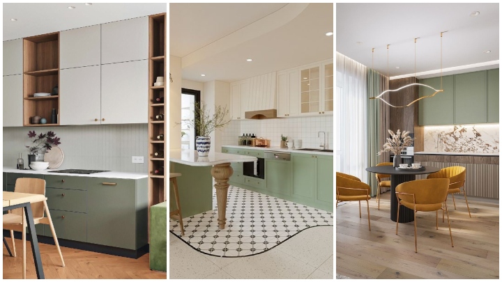 کابینت سبز ماچا برای آشپزخانه‌های مدرن