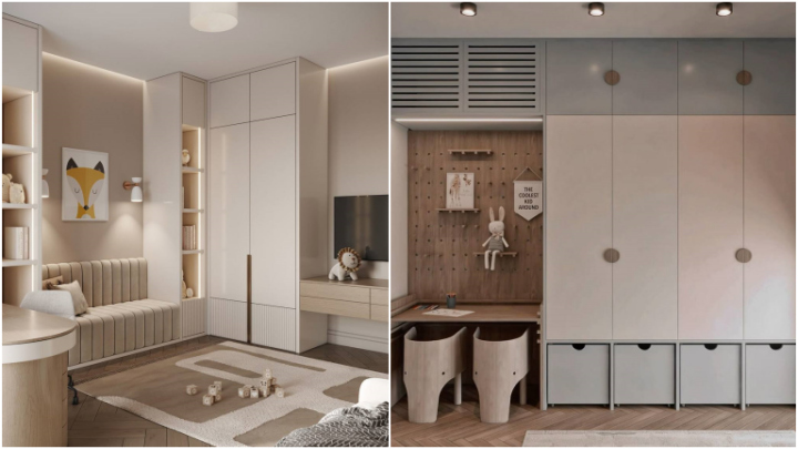 کمد دیواری با فضای داخلی مناسب اتاق خواب کودک