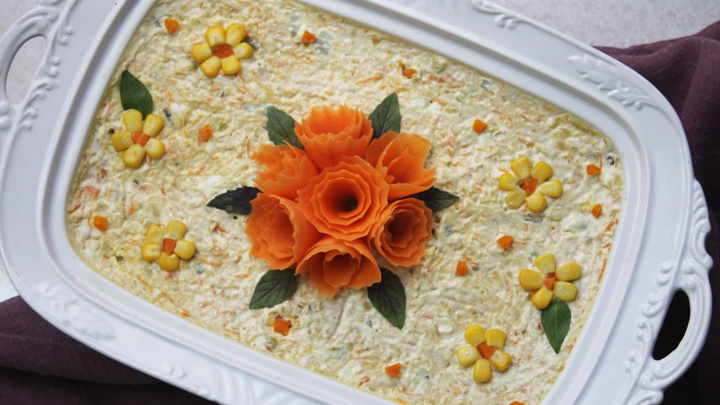 تزئین هویج به شکل گل