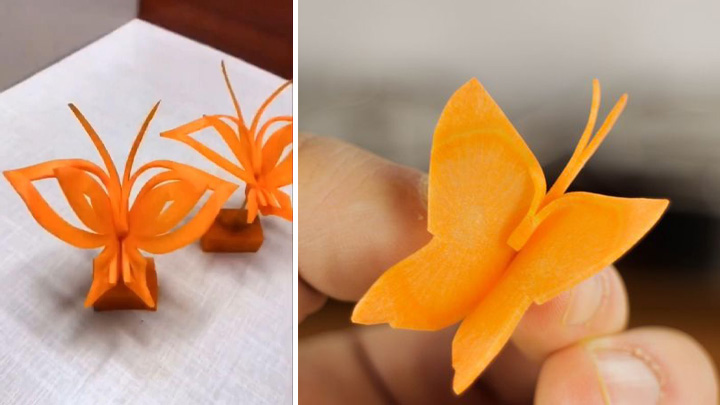 ساخت طرح‌های خلاقانه با هویج مثل پروانه