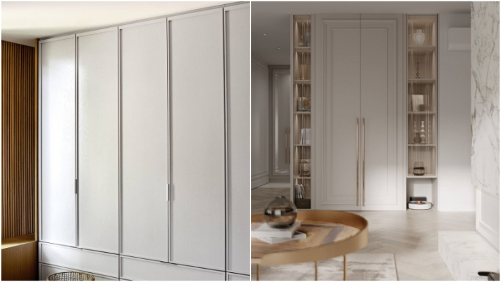 کمد دیواری بزرگ مخصوص سالن همراه با کتابخانه کمد دیواری بزرگ مخصوص سالن همراه با کتابخانه