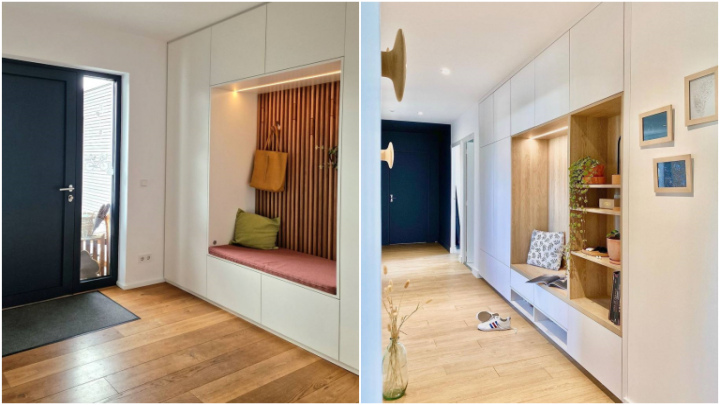 کمد دیواری کاربردی و بانشیمن برای راهروی ورودی خانه