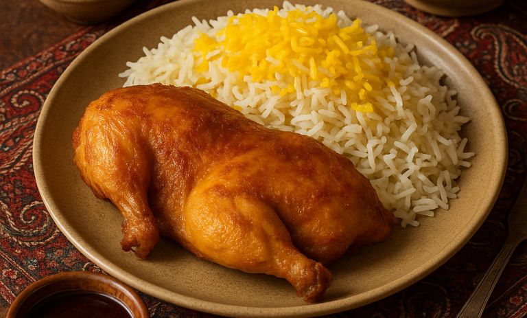 طرز تهیه مرغ کَرهای با خوراک شاه پلو؛ ترکیب اکبر جوجه و شاه پلو