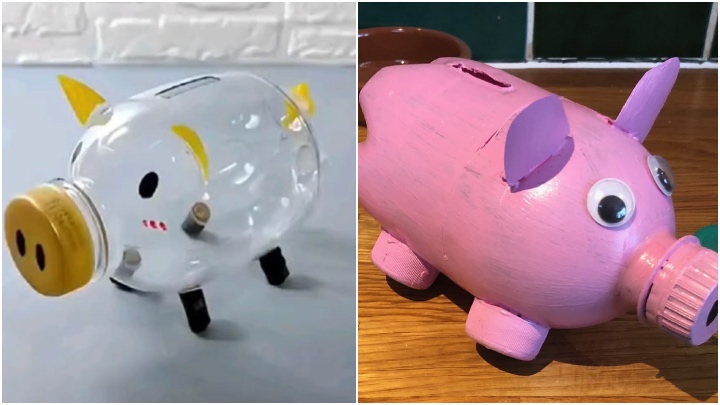 ساخت قلکهای فانتزی با استفاده از بطریهای پلاستیکی ساخت قلکهای فانتزی با استفاده از بطریهای پلاستیکی