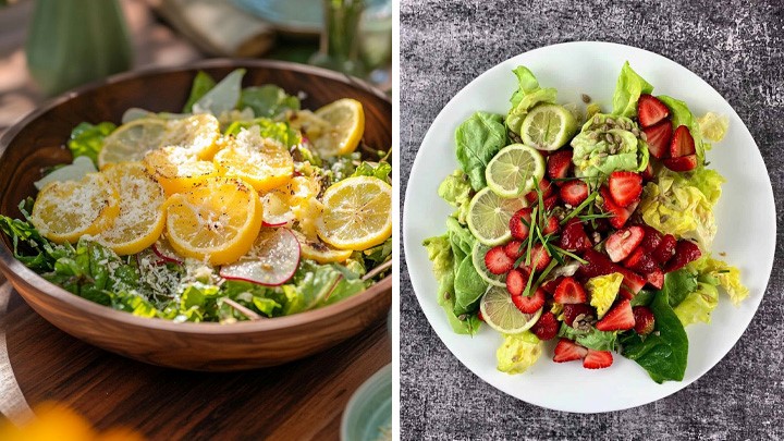 تزئین سالاد با حلقهی لیمو تزئین سالاد با حلقهی لیمو