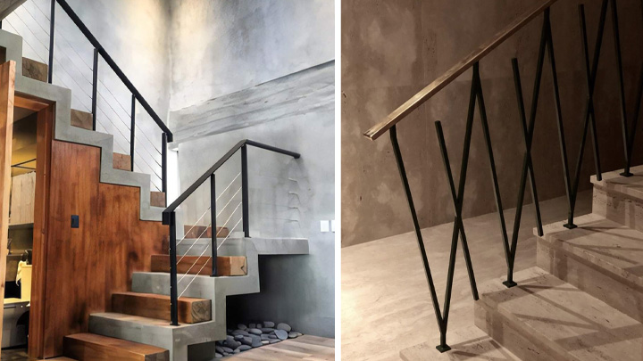 انواع نرده راه پله چوبی و فلزی