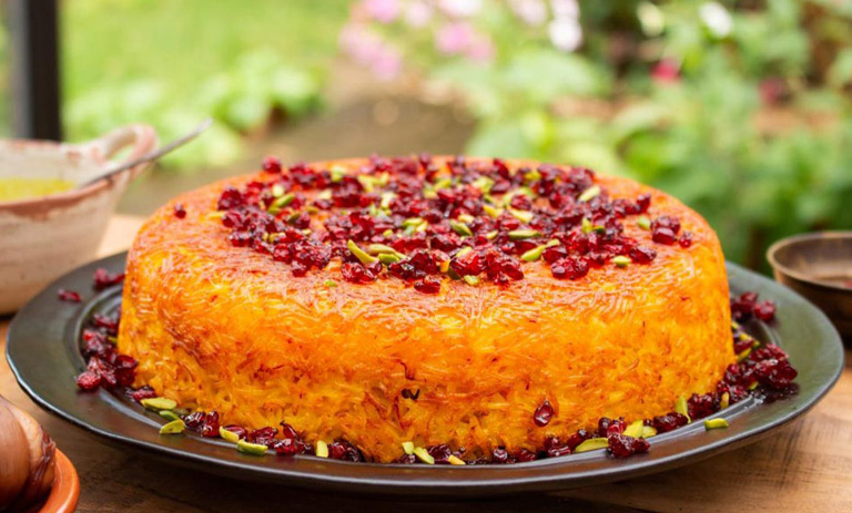 طرز تهیه تهچین با کباب مرغ و سماق + نکات