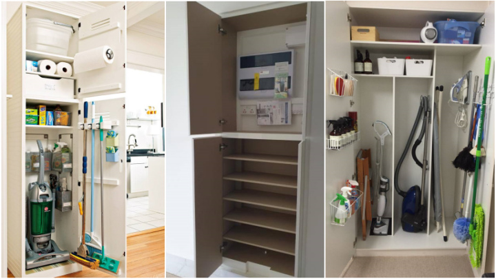 کمد دیواری برای پنهان کردن جارو برقی