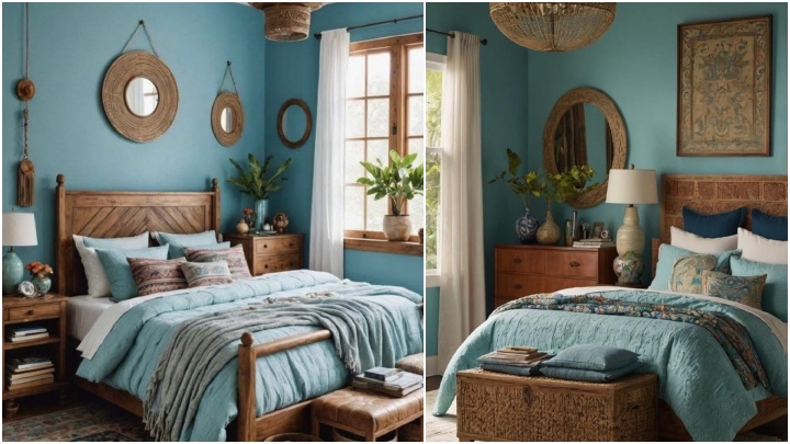 دکوراسیون لوکس اتاق خواب با الهام از رنگ آبی اقیانوسی