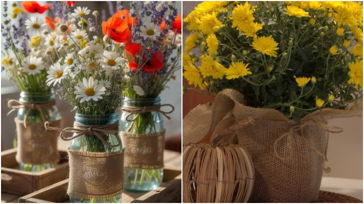 ایده ساخت پوشش گلدانها با گونی برنج ایده ساخت پوشش گلدانها با گونی برنج