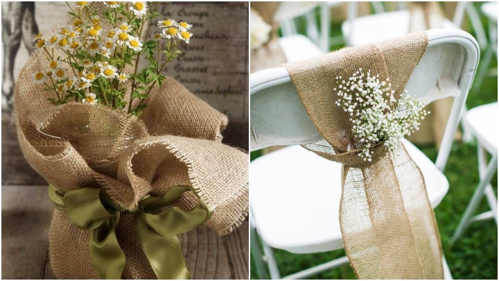 ایده تزیین میز و صندلی پذیرایی با گونی برنج ایده تزیین میز و صندلی پذیرایی با گونی برنج