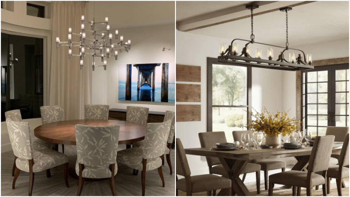 لوستر آویز مدرن و جدید بالای میز ناهارخوری