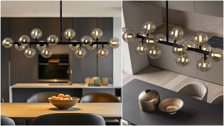  لوسترهای متفاوت توپی بالای میز ناهارخوری