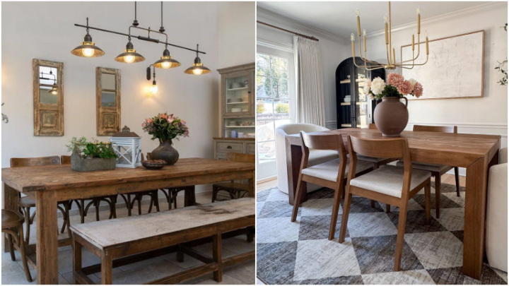 لوستر طرح ساده بالای میز ناهارخوری