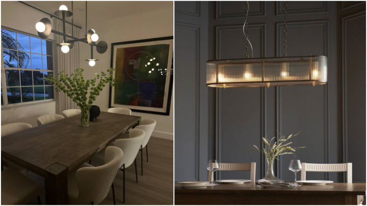 لوستر طرح روستیک بالای میز ناهارخوری