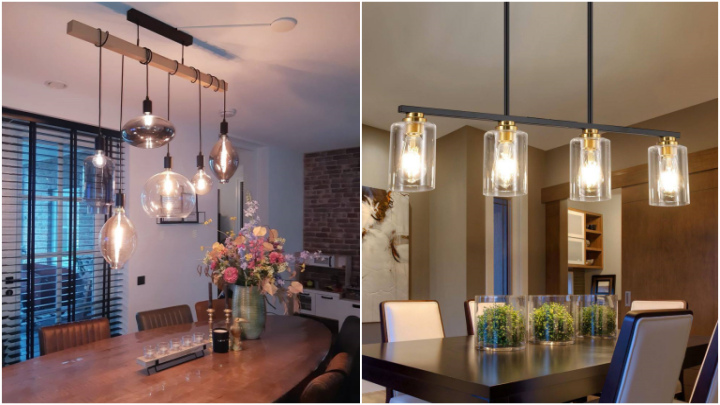 لوستر طرح روستیک و ترند بالای میز ناهارخوری