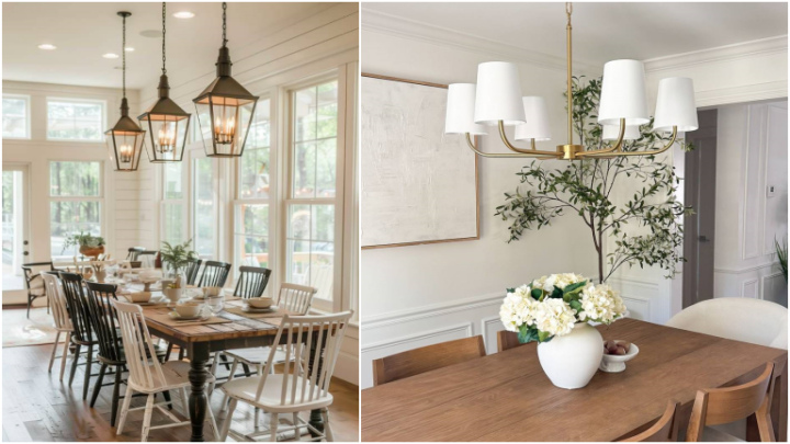 لوستر ترند و کلاسیک بالای میز ناهارخوری