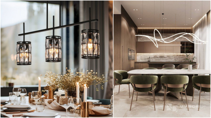  لوسترهای شیک بالای میز ناهارخوری