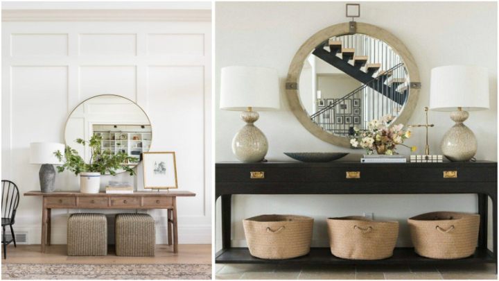 سبک مدرن چیدمان کنسول با مجسمههای هندسی