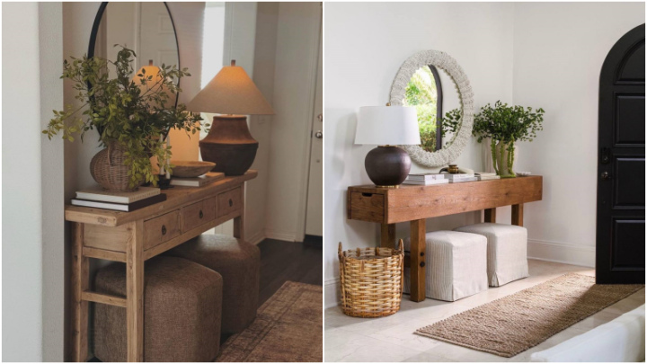 چیدمان کنسول به همراه آینه‌های مدرن