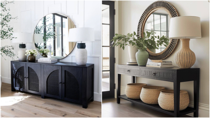 میز کنسول ساده و تیره برای پذیرایی