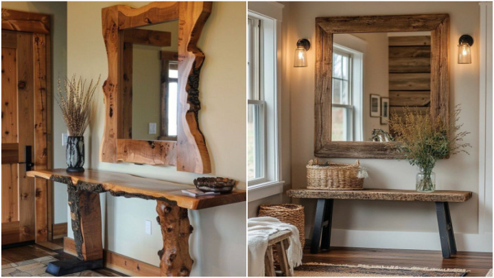 میز کنسول با آینه درختی برای پذیرایی میز کنسول با آینه درختی برای پذیرایی