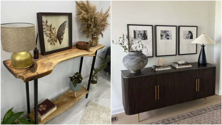 میز کنسول با فریم چوبی برای پذیرایی 