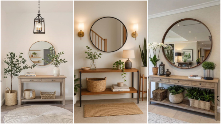 میز کنسول با طرح و رنگ چوب برای پذیرایی 