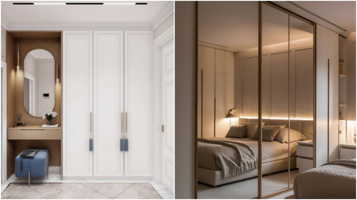 کمد دیواری با در شیشه‌ای