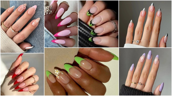 ناخت فرنچ رنگی