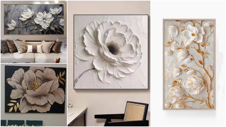 جدیدترین مدل‌های قاب دیواری گل برجسته برای دکوراسیون مدرن