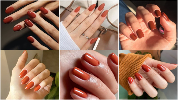 آجری رنگ ناخن پاییز آجری رنگ ناخن پاییز