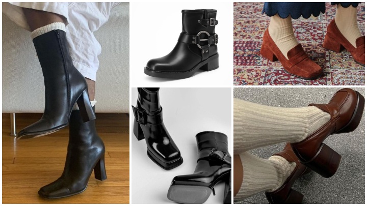 کفشهای نوکتیز با پاشنههای باریک و نوک مربعی کفشهای نوکتیز با پاشنههای باریک و نوک مربعی