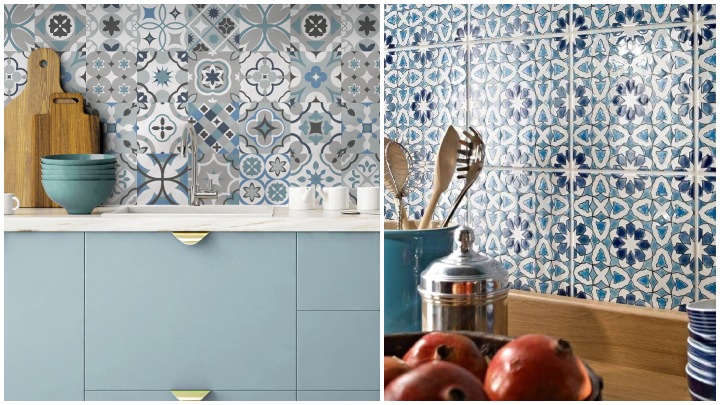 طراحی آشپزخانه به سبک مدیترانه‌ای با کاشی‌کاری