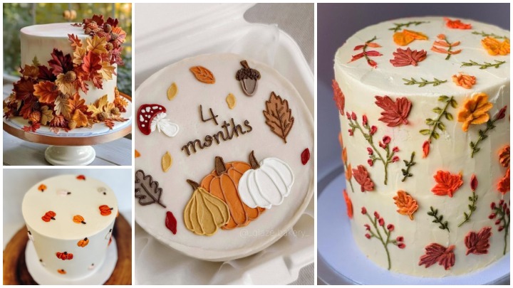ایده‌های تزئین کیک تولد پاییزی؛ استفاده از گل‌های خوراکی و شکری