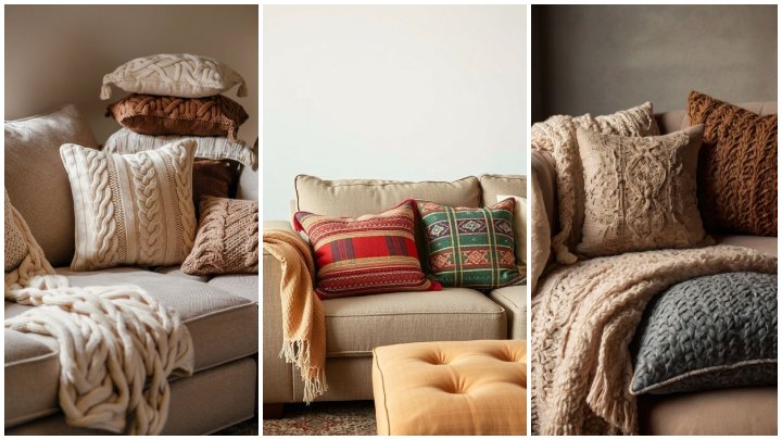 انواع کوسن‌های پاییزی برای دیزاین دکوراسیون