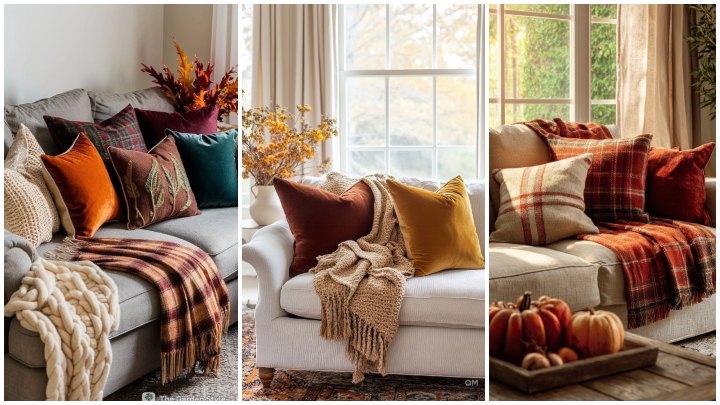 انواع کوسن‌های پاییزی با رنگ‌های گرم؛ برای دیزاین پاییزی دکوراسیون