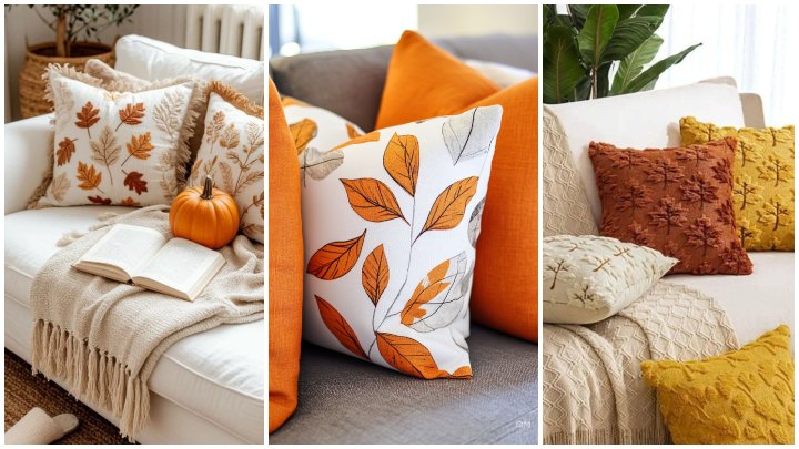 انواع کوسن‌های پاییزی با طرح برگ؛ برای دیزاین پاییزی دکوراسیون